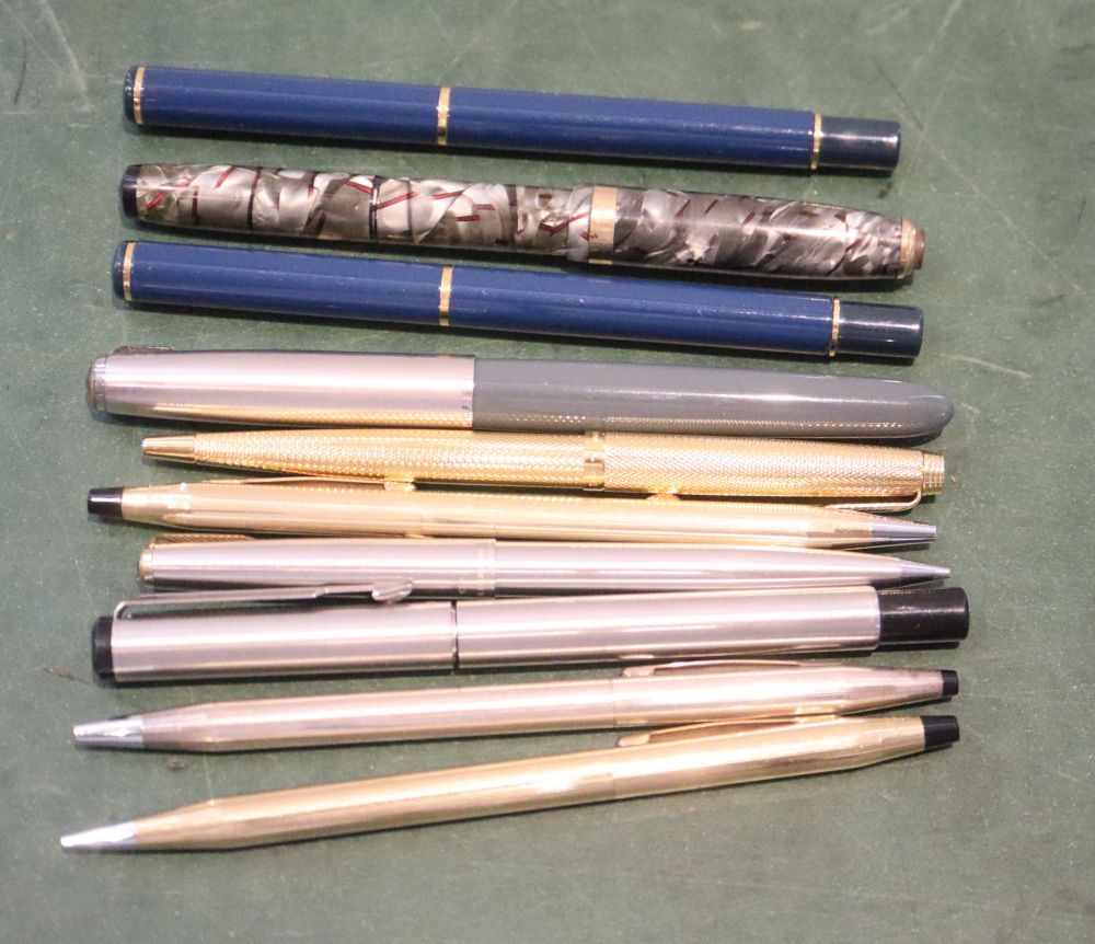 Ten assorted pens